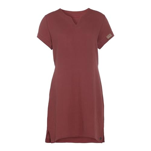 KNIT FACTORY - Indy Freizeitkleid - Kleider - Strandkleid Damen - Luftig Tunika - Lockere Passform - Musselin Kleid - Kleid für den Sommer und Frühling - 100% Bio-Baumwolle - Stone Red - M von KNIT FACTORY