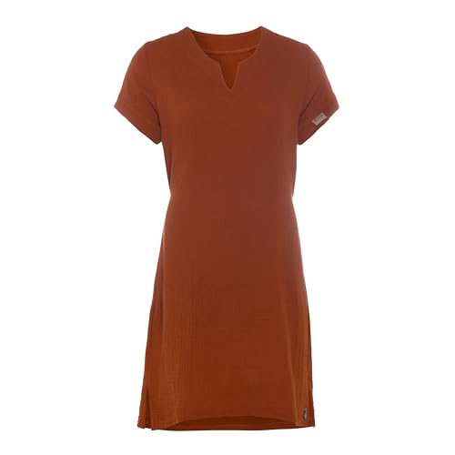 KNIT FACTORY - Indy Freizeitkleid - Kleider - Strandkleid Damen - Luftig Tunika - Lockere Passform - Musselin Kleid - Kleid für den Sommer und Frühling - 100% Bio-Baumwolle - Terra - XL von KNIT FACTORY