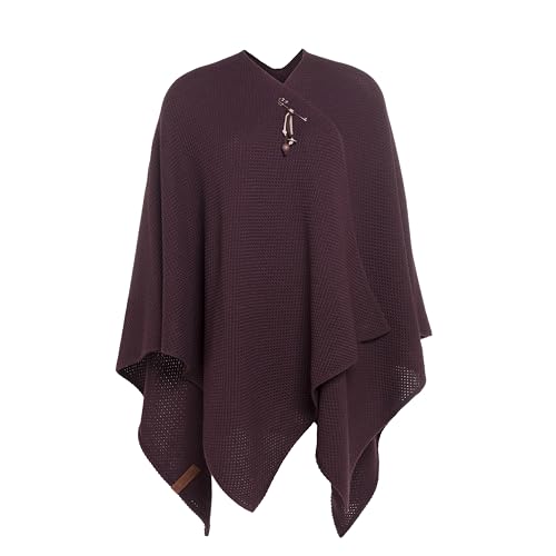 Knit Factory - Jazz Poncho - Elegant Gestrickter Damen Cape - Wickelschal mit Wolle - Hochwertige Qualität - Aubergine von KNIT FACTORY