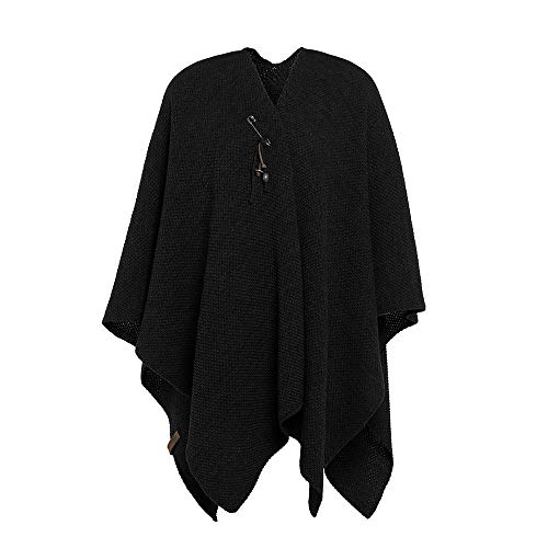 KNIT FACTORY - Jazz Poncho - Elegant Gestrickter Damen Cape - Wickelschal mit Wolle - Hochwertige Qualität - Schwarz von KNIT FACTORY