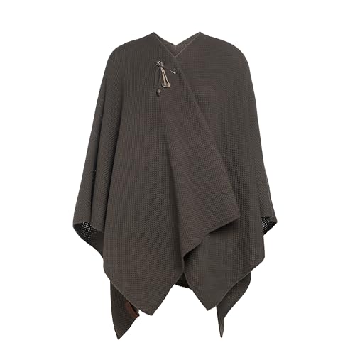 KNIT FACTORY - Jazz Poncho - Elegant Gestrickter Damen Cape - Wickelschal mit Wolle - Hochwertige Qualität - Taupe von KNIT FACTORY