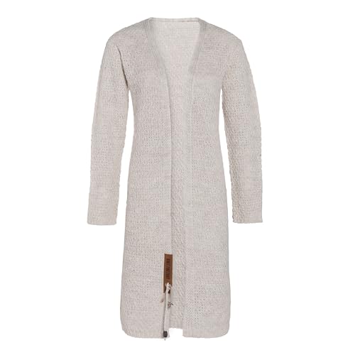 KNIT FACTORY - Luna Lange Strickjacke - Damen Strickjacke mit Wolle - Cardigan mit Hochwertige Qualität - Grobstrickjacke für Damen - Beige - 36/38 von KNIT FACTORY