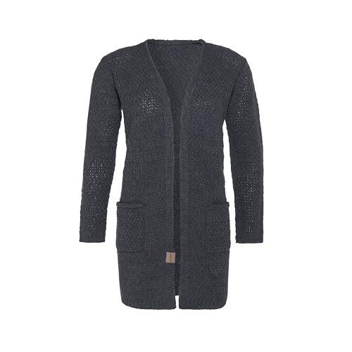 KNIT FACTORY - Luna Strickjacke - Mittellange Damen Strickjacken mit Taschen - Cardigan mit Wolle - Grobstrickjacke - Hochwertige Qualität - Anthrazit - 36/38 von KNIT FACTORY