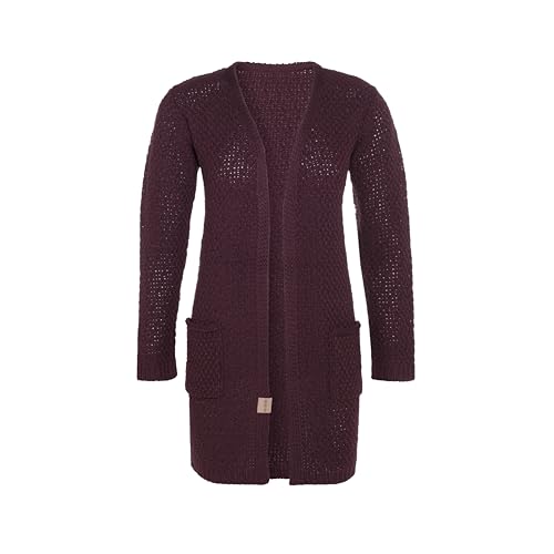 KNIT FACTORY - Luna Strickjacke - Mittellange Damen Strickjacken mit Taschen - Cardigan mit Wolle - Grobstrickjacke - Hochwertige Qualität - Aubergine - 40/42 von KNIT FACTORY