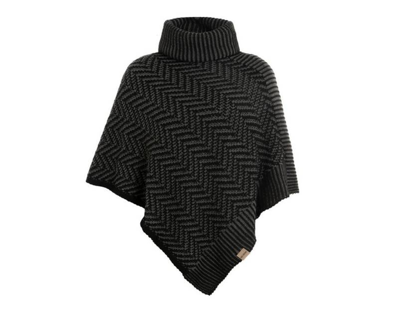 Knit Factory Poncho Amber Gestrickter Poncho Schwarz/Anthrazit (1-St) Strick Poncho für Frauen von Knit Factory