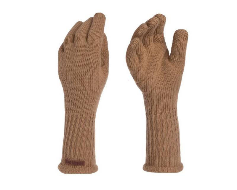 Knit Factory Strickhandschuhe Lana Handschuhe One Size Glatt Beige (1-St) Handschuhe Handstulpen Handschuhe ihne Finger von Knit Factory