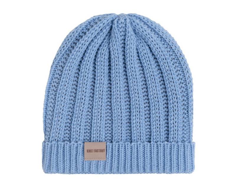 Knit Factory Strickmütze Nica Mütze Crystal Blue One Size Gestreift (Set, 1-St., Spar-Set) mütze damen jungen herren set winter herbst beanie Strick sale warm von Knit Factory