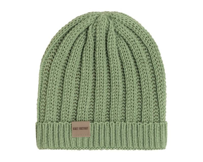 Knit Factory Strickmütze Nica Mütze Sage Green One Size Gestreift (Set, 1-St., Spar-Set) mütze damen jungen herren set winter herbst beanie Strick sale warm von Knit Factory