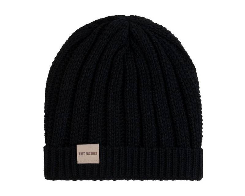 Knit Factory Strickmütze Nica Mütze Schwarz One Size Gestreift (Set, 1-St., Spar-Set) mütze damen jungen herren set winter herbst beanie Strick sale warm von Knit Factory