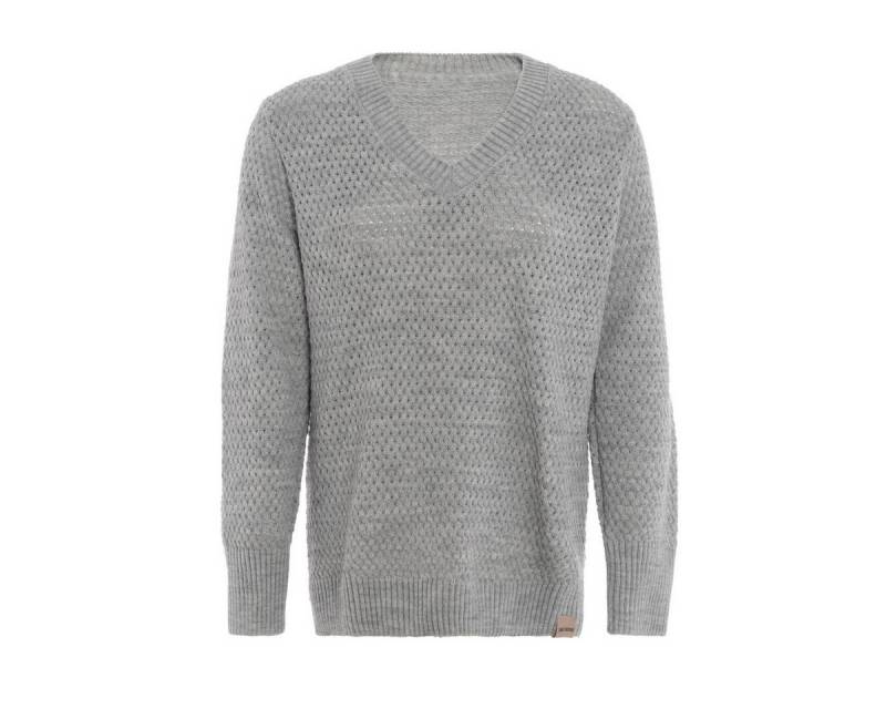 Knit Factory Strickpullover Ilse Strickpullover V-Ausschnitt Grau 40/42 (1-tlg) von Knit Factory