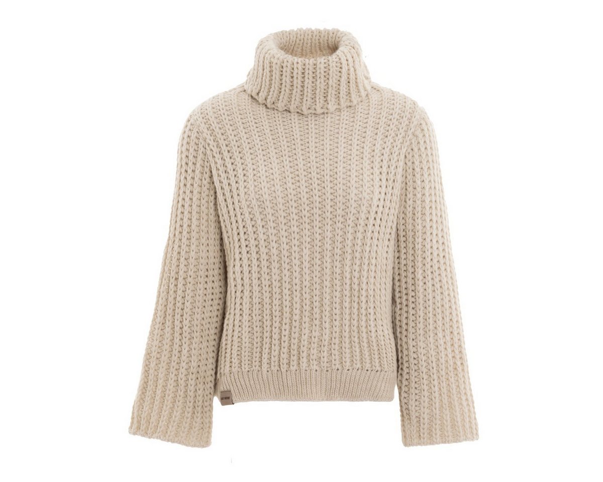 Knit Factory Strickpullover Kris Rollkragen Strickpullover Beige 40/42 Gestreift (Set, 1-tlg., Spar-Set) damen pullover strickpullover lang oversize sale Strick Winter herbst von Knit Factory