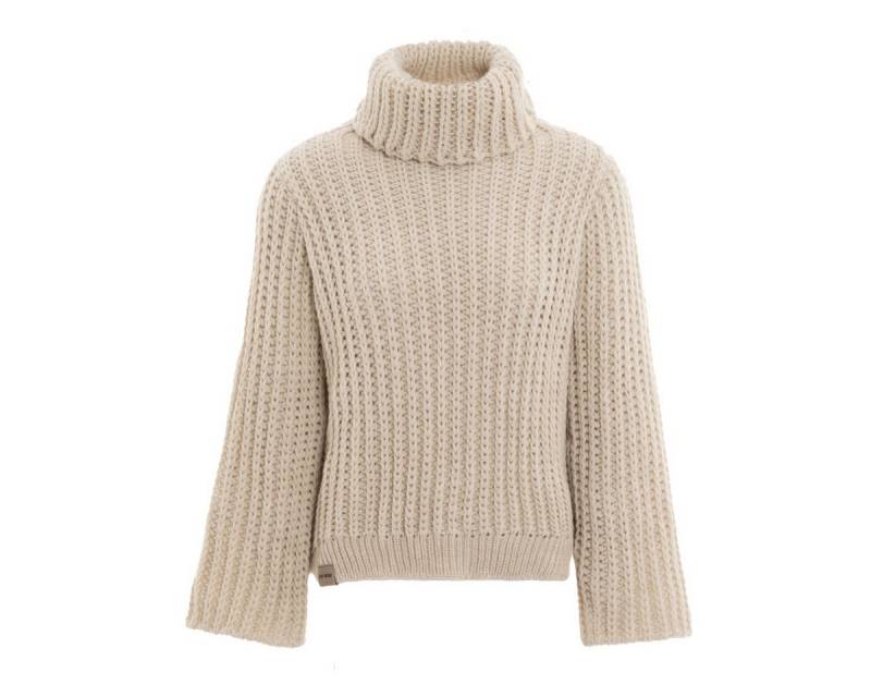 Knit Factory Strickpullover Kris Rollkragen Strickpullover Beige 40/42 Gestreift (Set, 1-tlg., Spar-Set) damen pullover strickpullover lang oversize sale Strick Winter herbst von Knit Factory