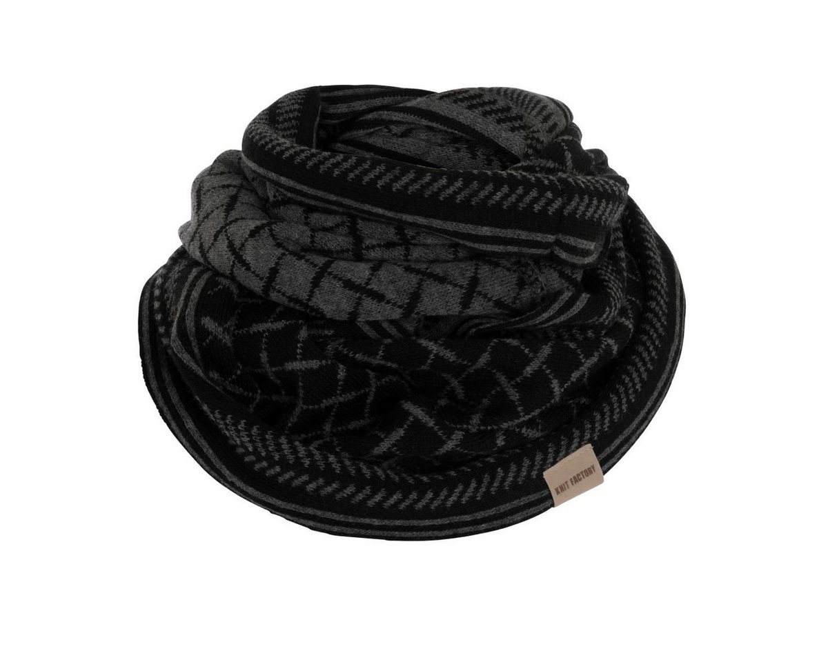 Knit Factory Strickschal Dusk Loop Schal Schwarz/Anthrazit, (1-St), Schal Halstuch Dreiecksschal Tuch Strickmode von Knit Factory