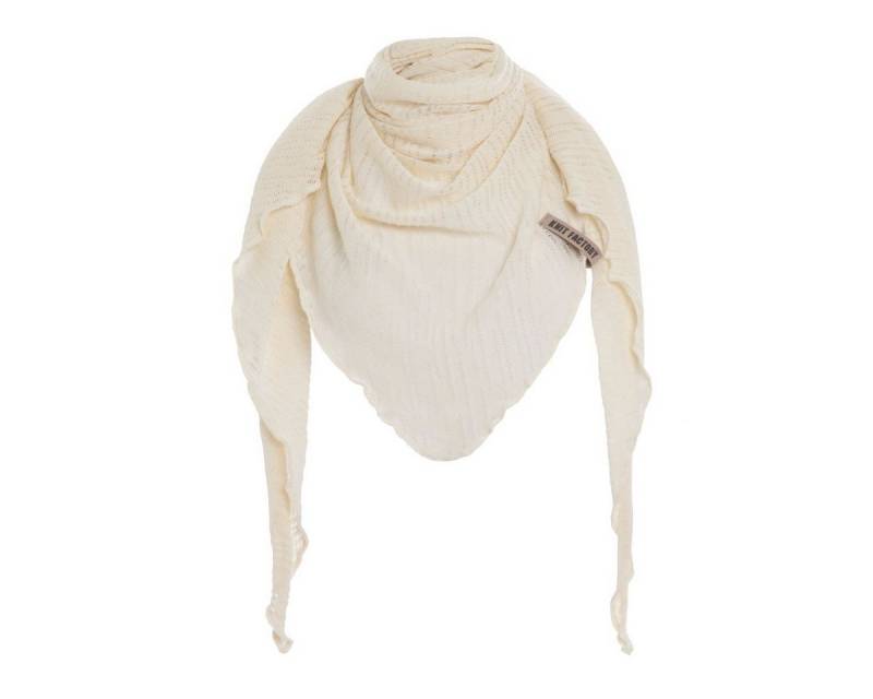 Knit Factory Strickschal Jose Dreieckstuch Beige 190x85 cm Gestreift, (Set, 1-St. Spar-Set), Schal Damen Herren set loop tücher schals winter Strick Mode herbst von Knit Factory