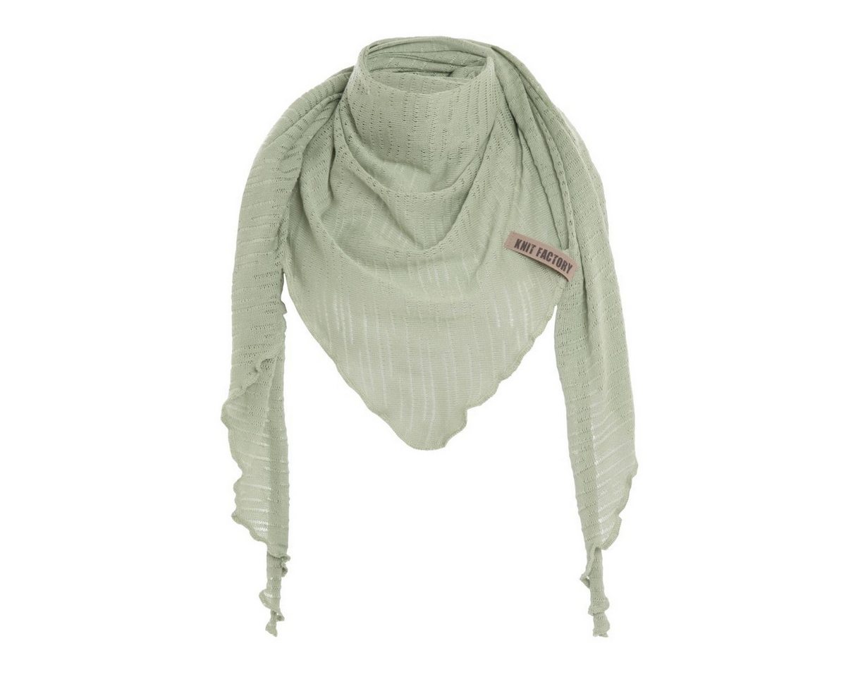 Knit Factory Strickschal Jose Dreieckstuch Sage Green 190x85 cm Gestreift, (Set, 1-St. Spar-Set), Schal Damen Herren set loop tücher schals winter Strick Mode herbst von Knit Factory