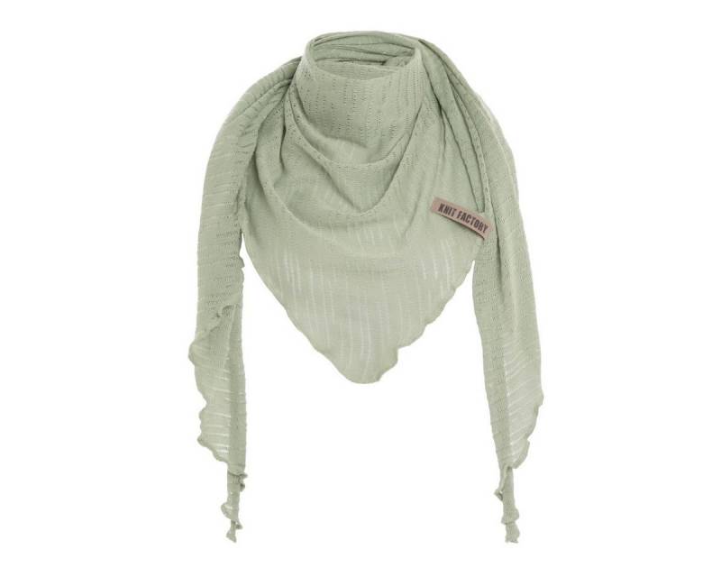 Knit Factory Strickschal Jose Dreieckstuch Sage Green 190x85 cm Gestreift, (Set, 1-St. Spar-Set), Schal Damen Herren set loop tücher schals winter Strick Mode herbst von Knit Factory