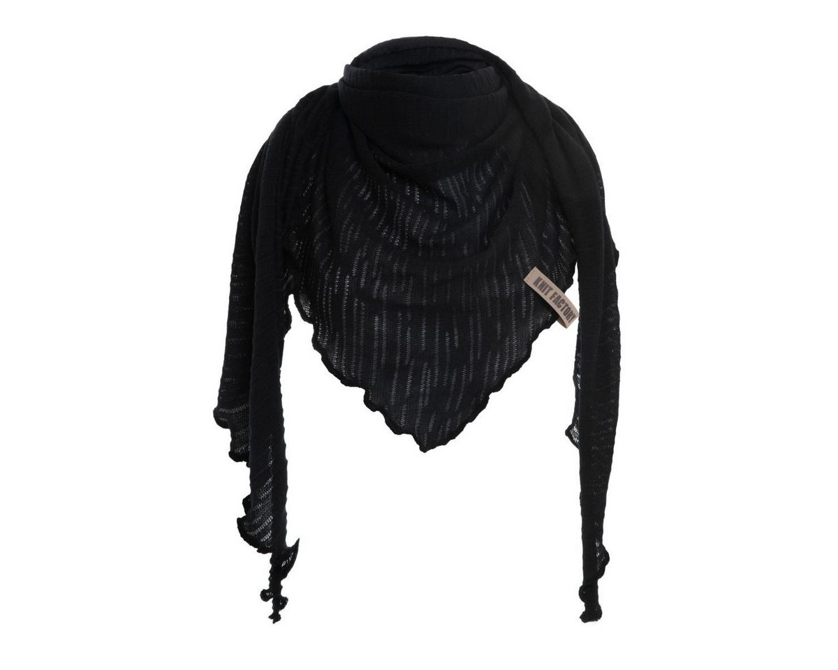 Knit Factory Strickschal Jose Dreieckstuch Schwarz 190x85 cm Gestreift, (Set, 1-St. Spar-Set), Schal Damen Herren set loop tücher schals winter Strick Mode herbst von Knit Factory