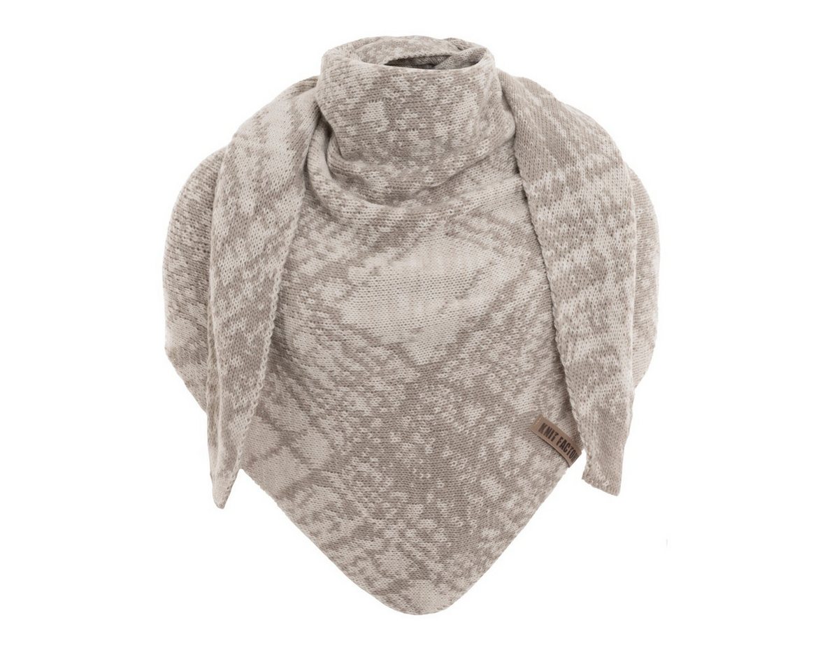 Knit Factory Strickschal Lea Dreiecksschal Beige Iced Clay 190x85 cm Mix, (Set, 1-St. Spar-Set), Schal Damen Herren set loop tücher schals winter Strick Mode herbst von Knit Factory
