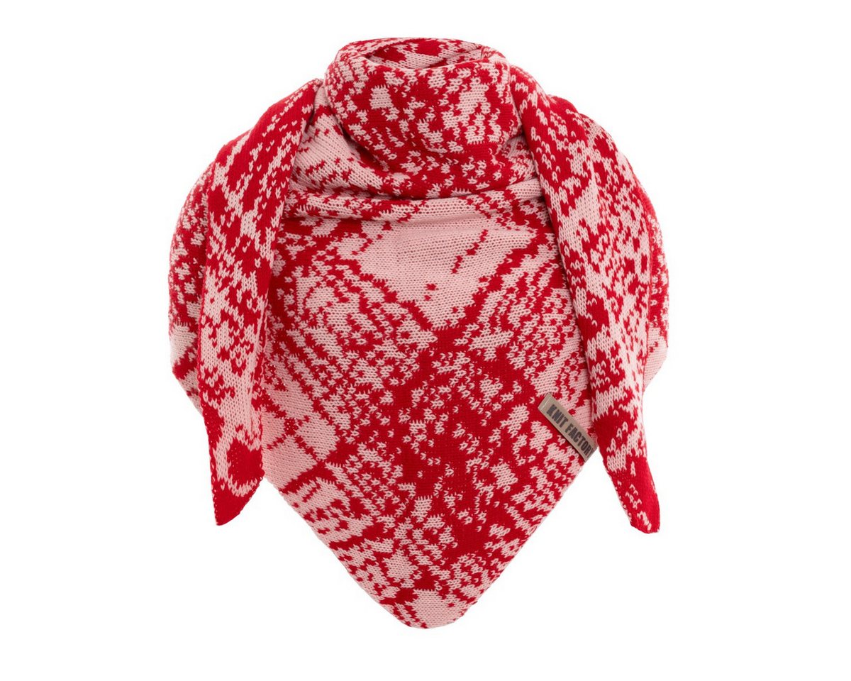 Knit Factory Strickschal Lea Dreiecksschal Bright Red Blossom Pink 190x85 cm Mix, (Set, 1-St. Spar-Set), Schal Damen Herren set loop tücher schals winter Strick Mode herbst von Knit Factory