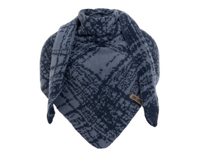 Knit Factory Strickschal Lea Dreiecksschal Jeans Indigo 190x85 cm Mix, (Set, 1-St. Spar-Set), Schal Damen Herren set loop tücher schals winter Strick Mode herbst von Knit Factory