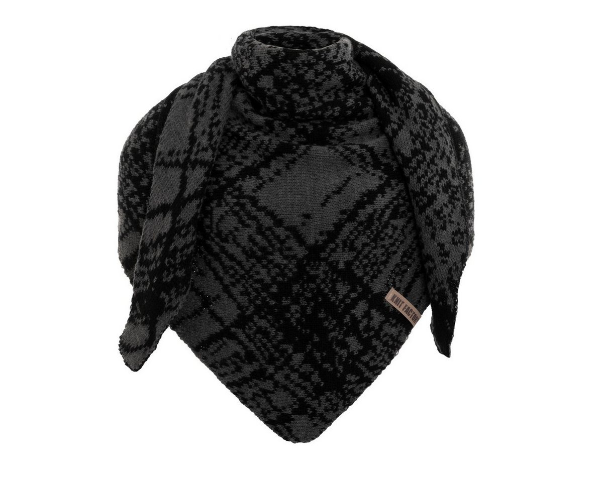 Knit Factory Strickschal Lea Dreiecksschal Schwarz Anthrazit 190x85 cm Mix, (Set, 1-St. Spar-Set), Schal Damen Herren set loop tücher schals winter Strick Mode herbst von Knit Factory