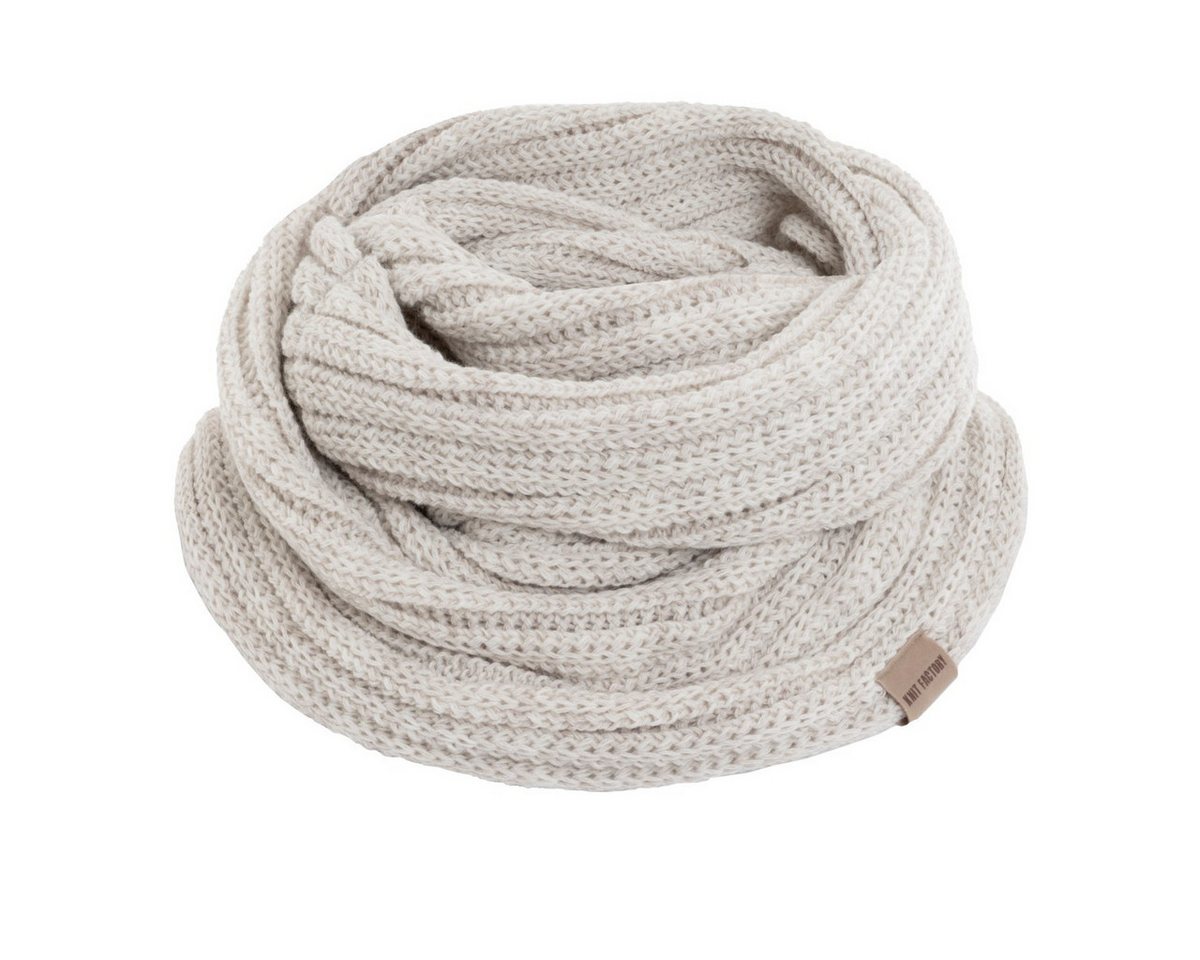 Knit Factory Strickschal Nica Loop Schal Beige One Size Gestreift, (Set, 1-St. Spar-Set), Schal Damen Herren set loop tücher schals winter Strick Mode herbst von Knit Factory