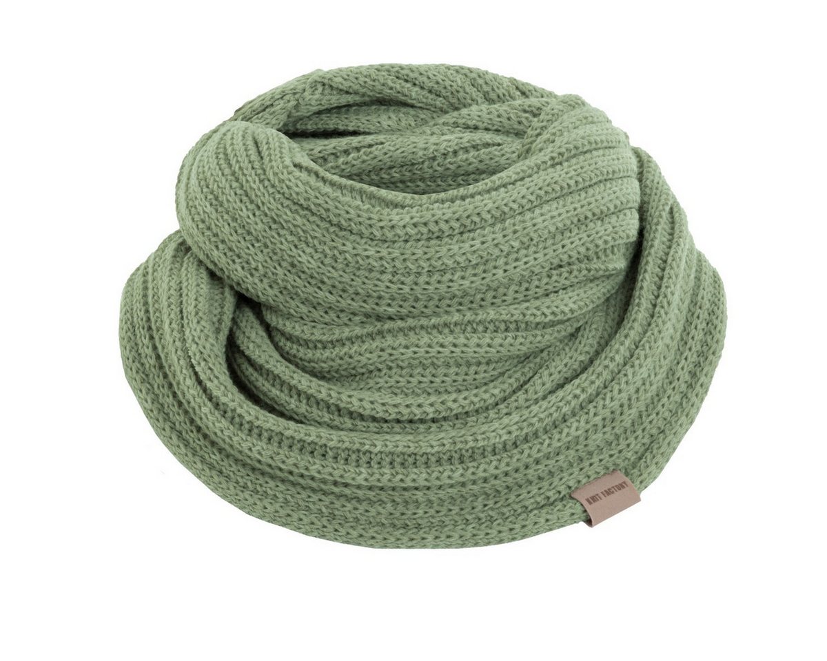 Knit Factory Strickschal Nica Loop Schal Sage Green One Size Gestreift, (Set, 1-St. Spar-Set), Schal Damen Herren set loop tücher schals winter Strick Mode herbst von Knit Factory
