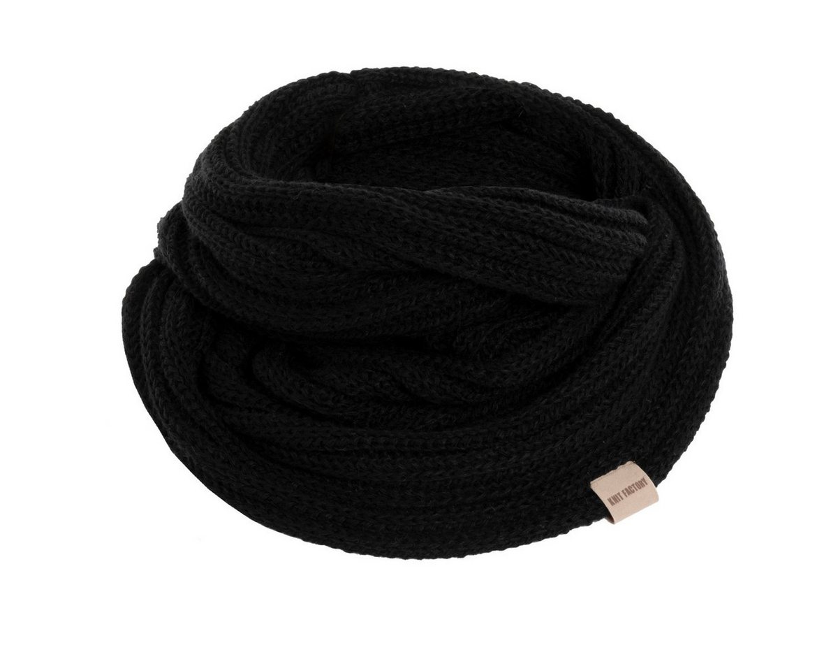 Knit Factory Strickschal Nica Loop Schal Schwarz One Size Gestreift, (Set, 1-St. Spar-Set), Schal Damen Herren set loop tücher schals winter Strick Mode herbst von Knit Factory