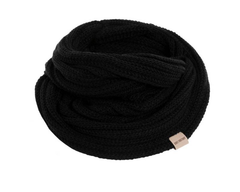 Knit Factory Strickschal Nica Loop Schal Schwarz One Size Gestreift, (Set, 1-St. Spar-Set), Schal Damen Herren set loop tücher schals winter Strick Mode herbst von Knit Factory