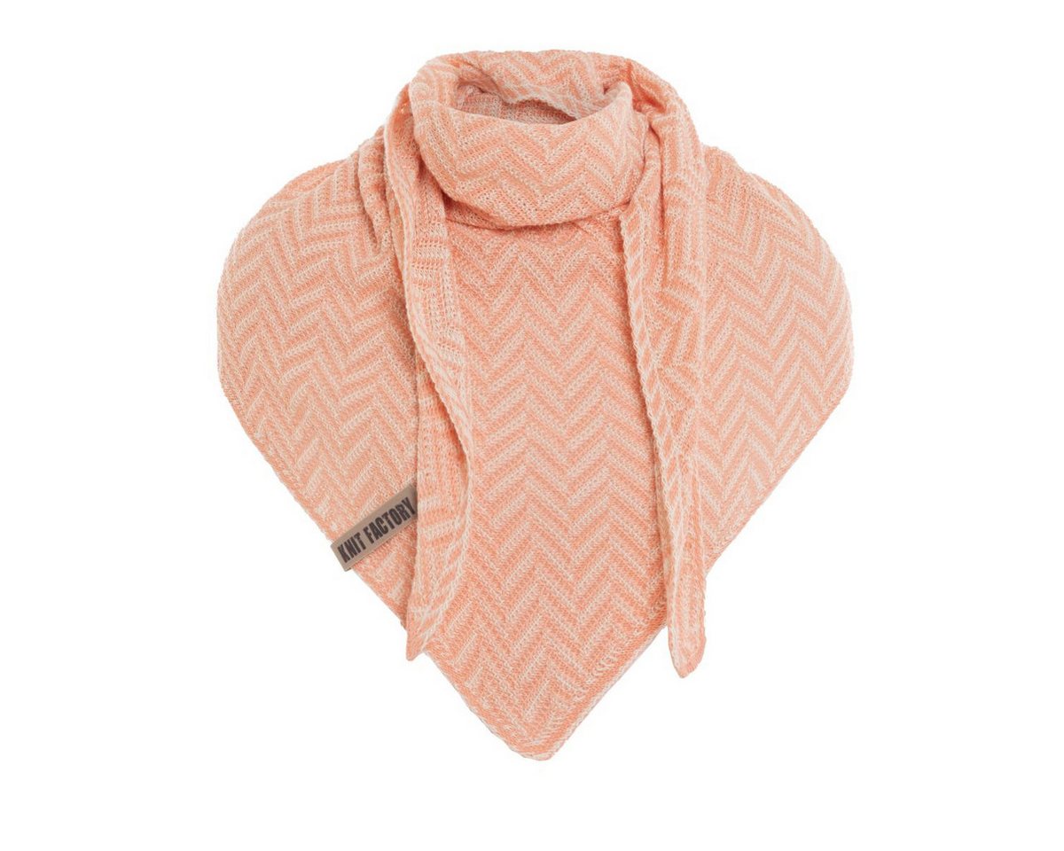 Knit Factory Strickschal Vera Dreiecksschal Ecru Apricot 190x65 cm Fischgrät, (Set, 1-St. Spar-Set), Schal Damen Herren set loop tücher schals winter Strick Mode herbst von Knit Factory