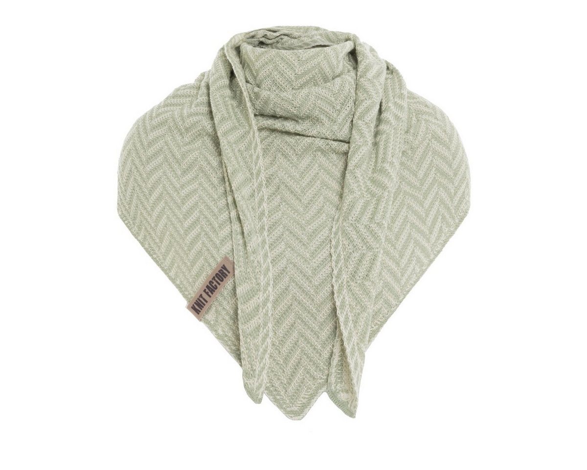 Knit Factory Strickschal Vera Dreiecksschal Ecru Sage Green 190x65 cm Fischgrät, (Set, 1-St. Spar-Set), Schal Damen Herren set loop tücher schals winter Strick Mode herbst von Knit Factory
