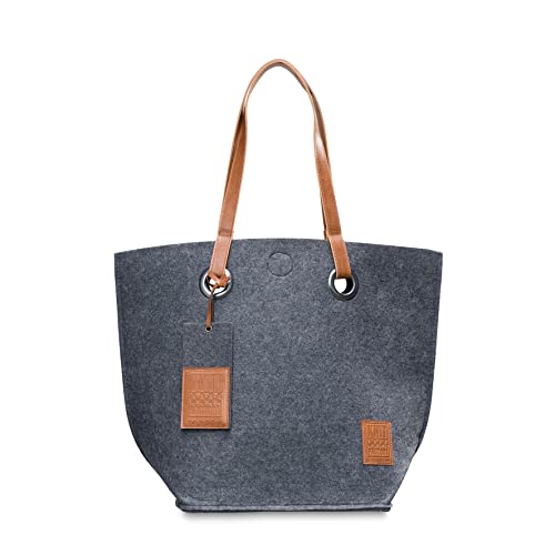 Knit Factory - Tess Shopper - Große Shopper Tasche für Damen - Schultertasche aus Dicken Filz - 50x40 cm - Hochwertige Qualität - Anthrazit von KNIT FACTORY