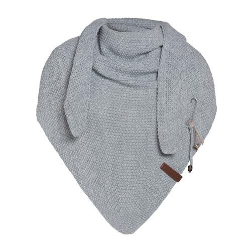 Knit Factory - Coco Dreiecksschal Deluxe - Damen Strickschal mit Wolle - Hochwertige Qualität - XXL Schal - 190 x 85 cm - Grau von KNIT FACTORY