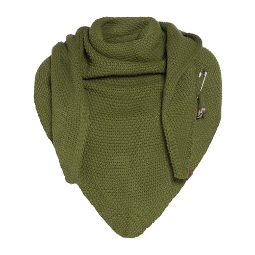 KNIT FACTORY - Dreiecksschal Coco - Damen Strickschal mit Wolle - Umschlagtuch für den Herbst und Winter - Winterschal - Dreieckstuch - Hochwertige Qualität - XXL Schal - 190 x 85 cm - Moosgrün von KNIT FACTORY