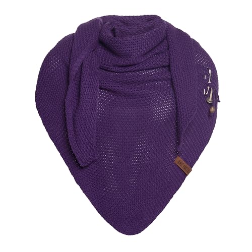 KNIT FACTORY - Dreiecksschal Coco - Damen Strickschal mit Wolle - Umschlagtuch für den Herbst und Winter - Winterschal - Dreieckstuch - Hochwertige Qualität - XXL Schal - 190 x 85 cm - Purple von KNIT FACTORY
