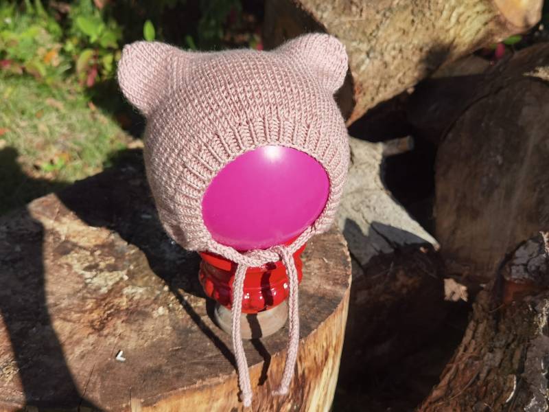 Bärenmütze Für Baby Und Kleinkind Unisex Bio Merino Strickmütze Baby Kind Mütze Mit Ohren von KnitArtShop