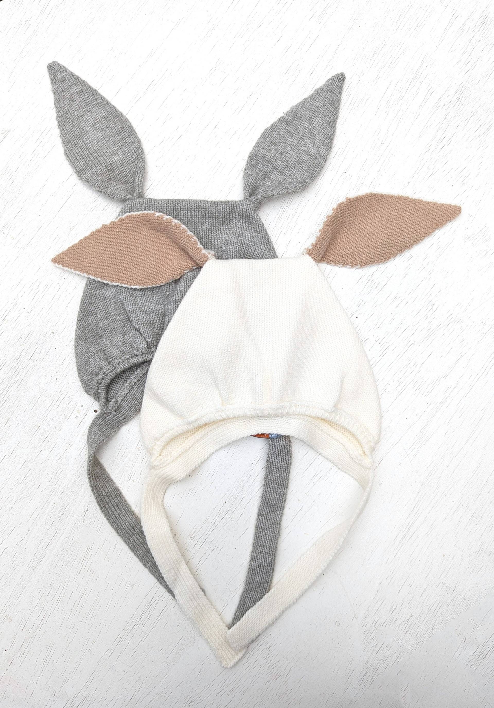 Süßes Häschen Bonnet Hasenohr Lustige Mütze Für Mädchen Und Jungen Unisex Gestrickte Kittybonnet Strickmütze Mit Ohren von KnitArtShop
