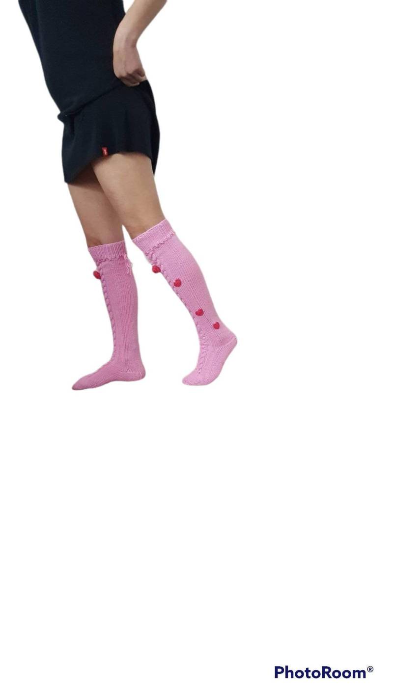 Rosa Zopfmustersocken, Damenstiefel-Manschettensocken, Oberschenkelhohe Socken, Lange Socken von KnitKnotBoutique1