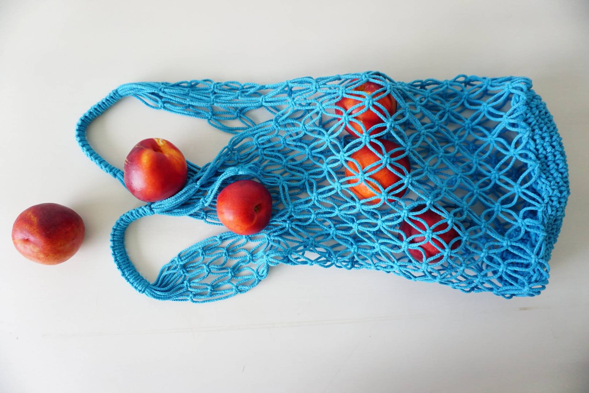 Makramee-Markttasche Wiederverwendbare Einkaufstasche Aus Bio-Baumwolle von KnitKnotSpace