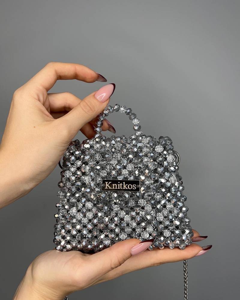 Handgefertigte Kristall Perlentasche Luxus Knitkos Handtasche von KnitKosStore