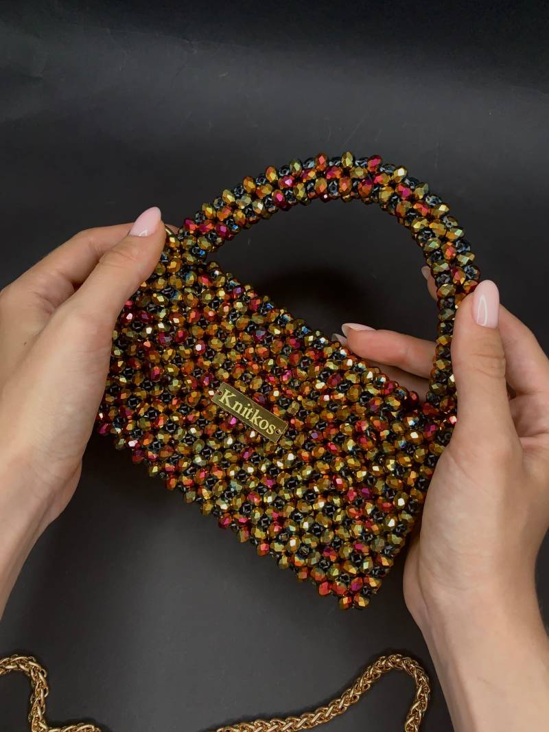 Crystal Bead Bag Handgefertigte Luxus-Umhängetasche von KnitKosStore