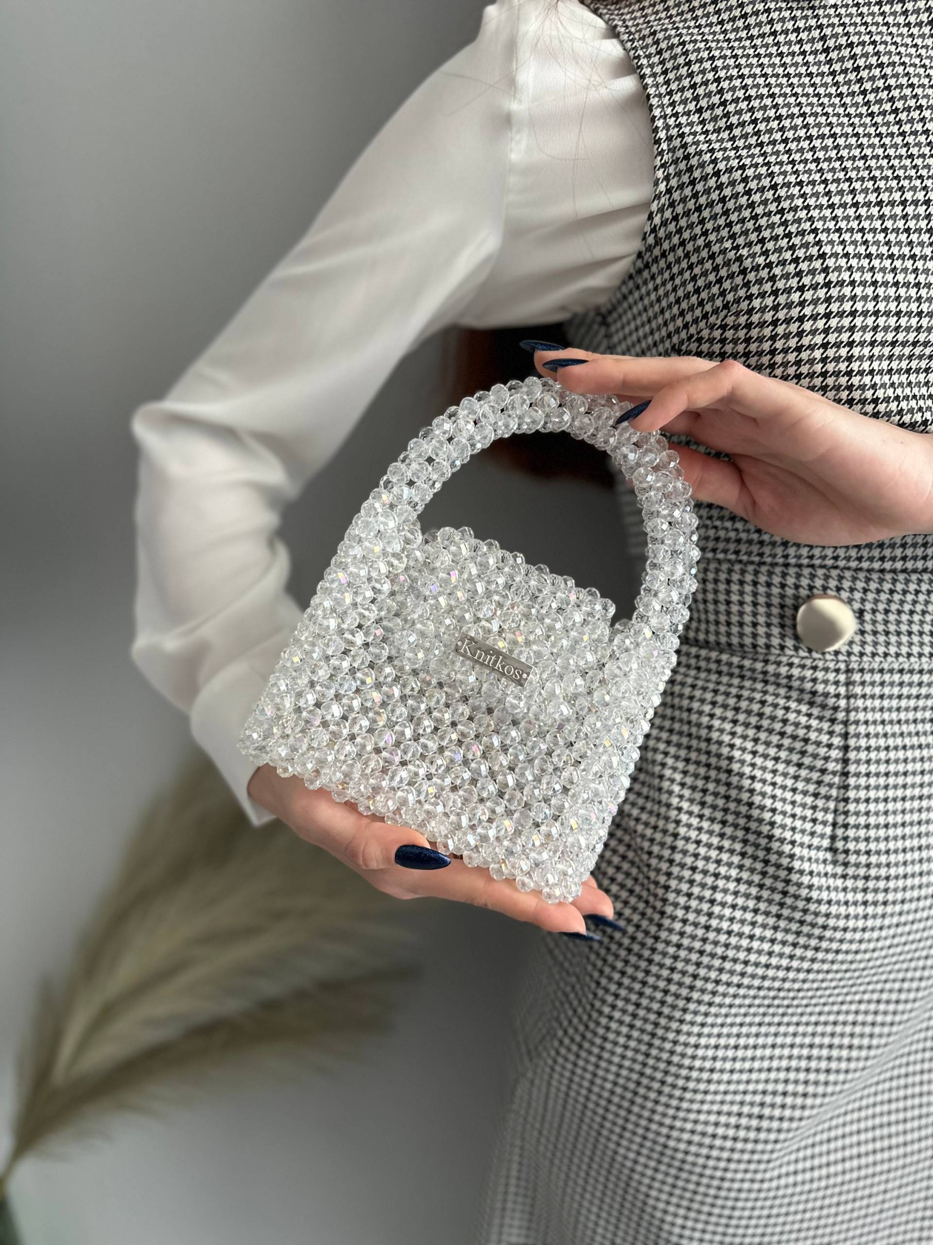 Kristall Rosa Perlentasche, Bead Luxury Tasche, Frauen Tasche Kristallperlentasche, Rückenschultertasche, Frauenhandtaschen Knitkos von KnitKosStore