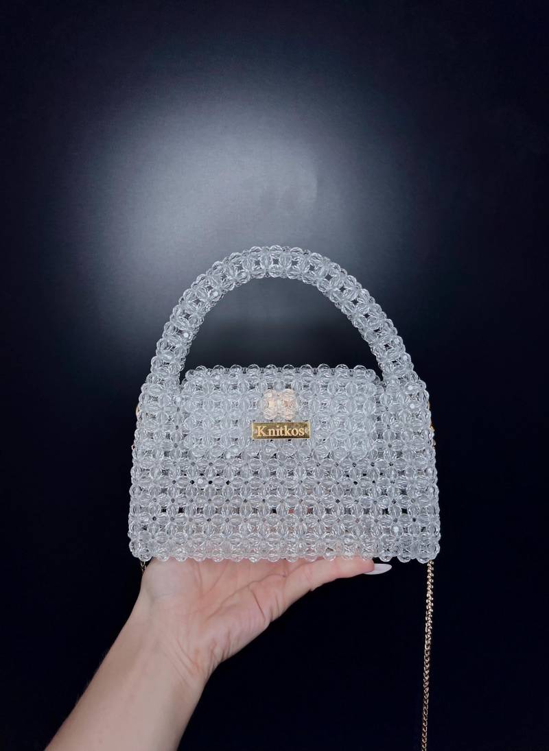 Handgemachte Kristall Perlen Umhängetasche von KnitKosStore