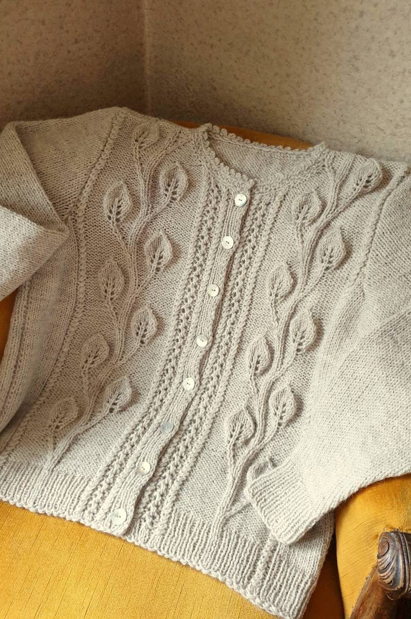 Handgestrickte Alpaka-strickjacke Oversize-Hellbeige-Wollpullover von KnitLink