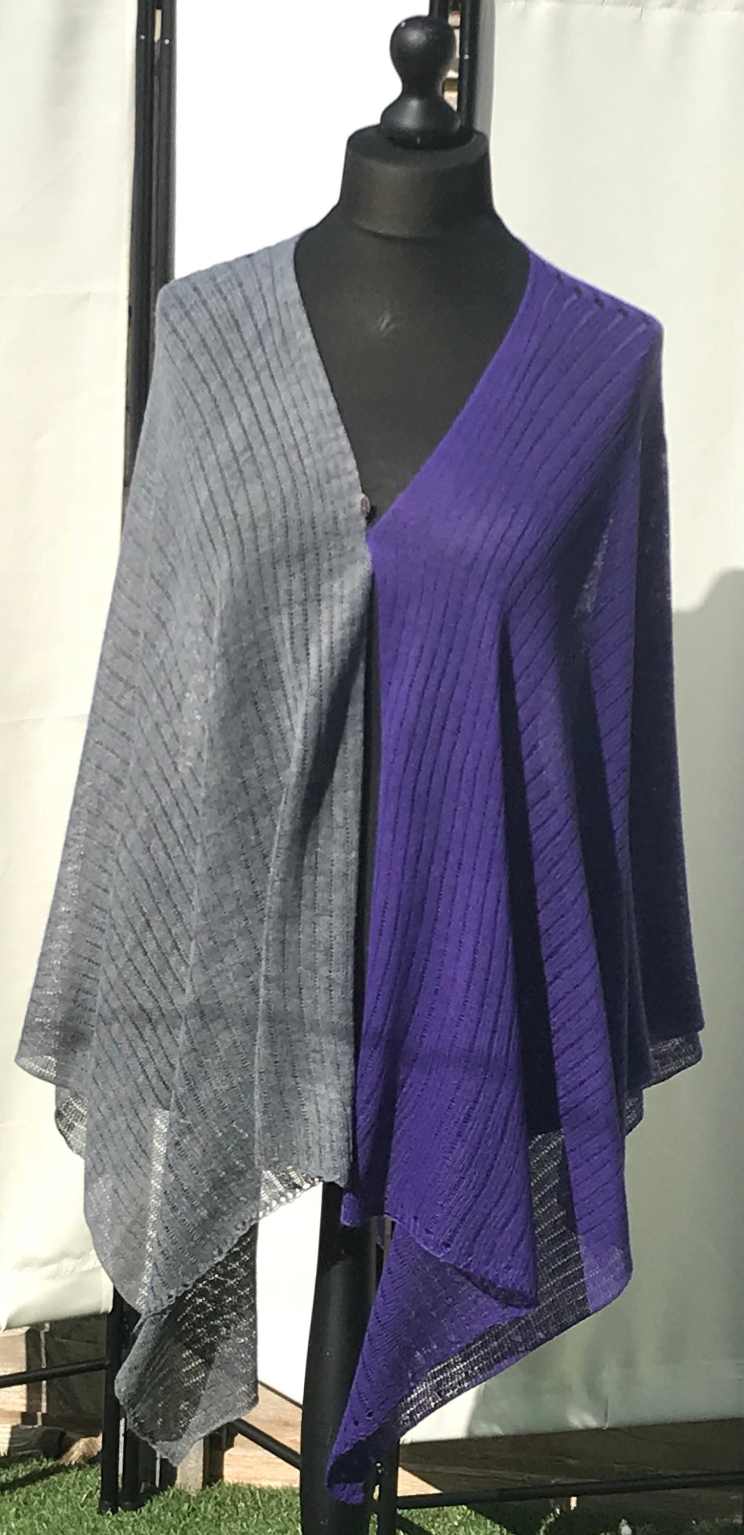 Bereit, Schiff Gestrickte Schal, Grau, Lila, Luftig, Vegan Freundlich Bereit, Schiff Gestrickte Schal, Grau, Lila, Luftig, Vegan Freundlich von KnitWitsBySabine