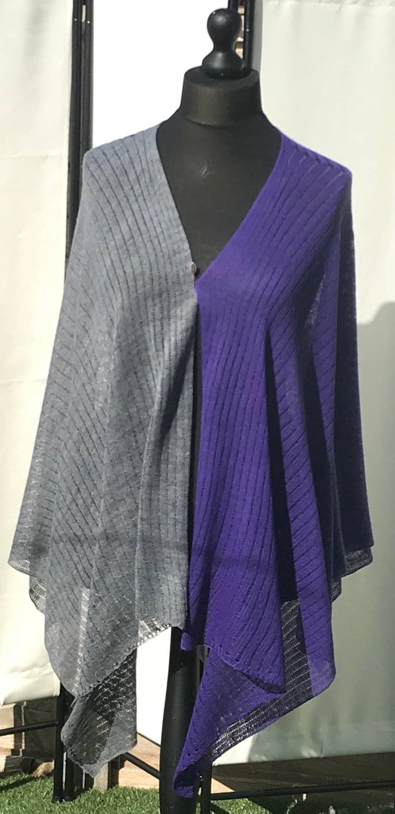 Bereit, Schiff Gestrickte Schal, Grau, Lila, Luftig, Vegan Freundlich Bereit, Schiff Gestrickte Schal, Grau, Lila, Luftig, Vegan Freundlich von KnitWitsBySabine
