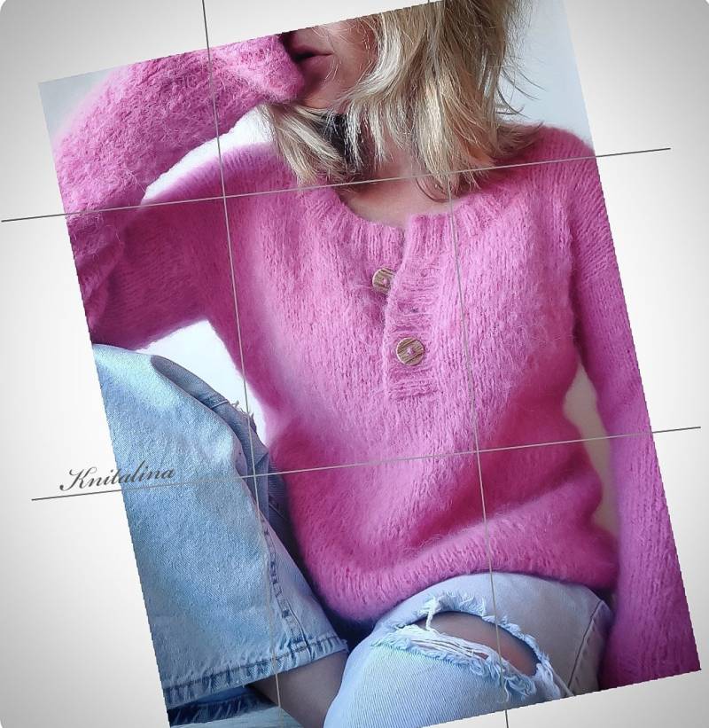 Rosa Grau Blau Grün Alpaka Merino Pullover.alpaka Flauschiger Pullover.handgestrickter Damenpullover.alpaka Damenpullover.polo Strickpullover von Knitalina