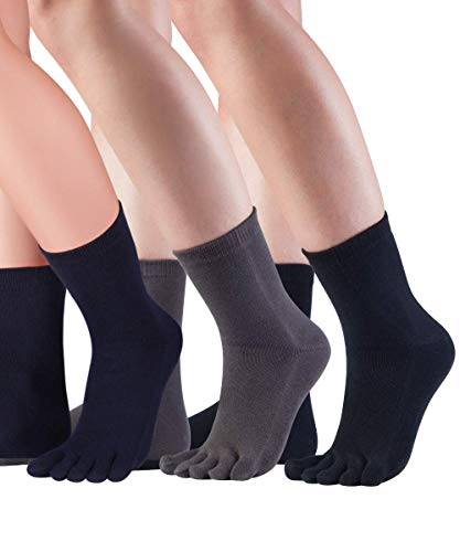 Knitido 3ER SPARPACK Essentials Midi Zehensocken, kurze fünf Finger Socken aus Baumwolle, für Damen und Herren, Größe:35-38, Farbe:Mix 3 von Knitido