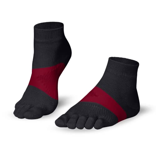 Knitido Lauf-Zehensocken Running TS in 3D-Strick, ohne Grip, Größe:39-42, Farbe:grau/karminrot (215) von Knitido