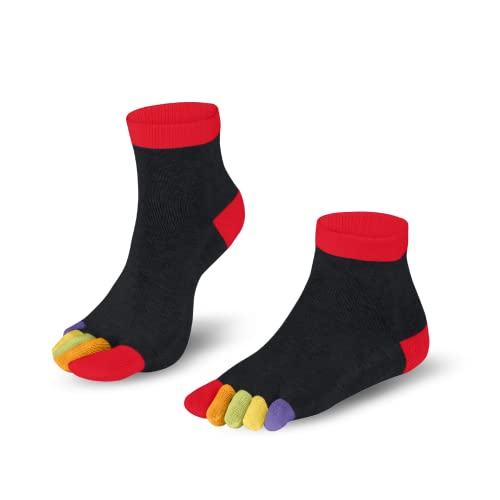 Knitido Rainbows, Kurze Zehensocken mit bunten Zehen, 95% Baumwolle, 1 er Pack, für Damen, Herren und Kinder von Knitido